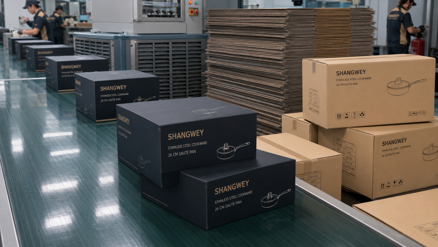 Shangwey cookware assembly and packing line