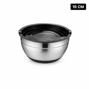 16cm Stainless Steel Prep Bowl with Plastic Lid & Silicone Base | MX02-16