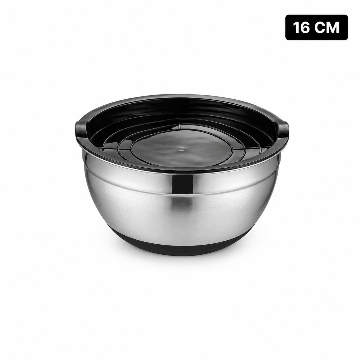 16cm Stainless Steel Prep Bowl with Plastic Lid & Silicone Base | MX02-16