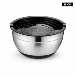 18cm Nesting Mixing Bowl with Plastic Storage Lid, 304 Steel | MX02-18