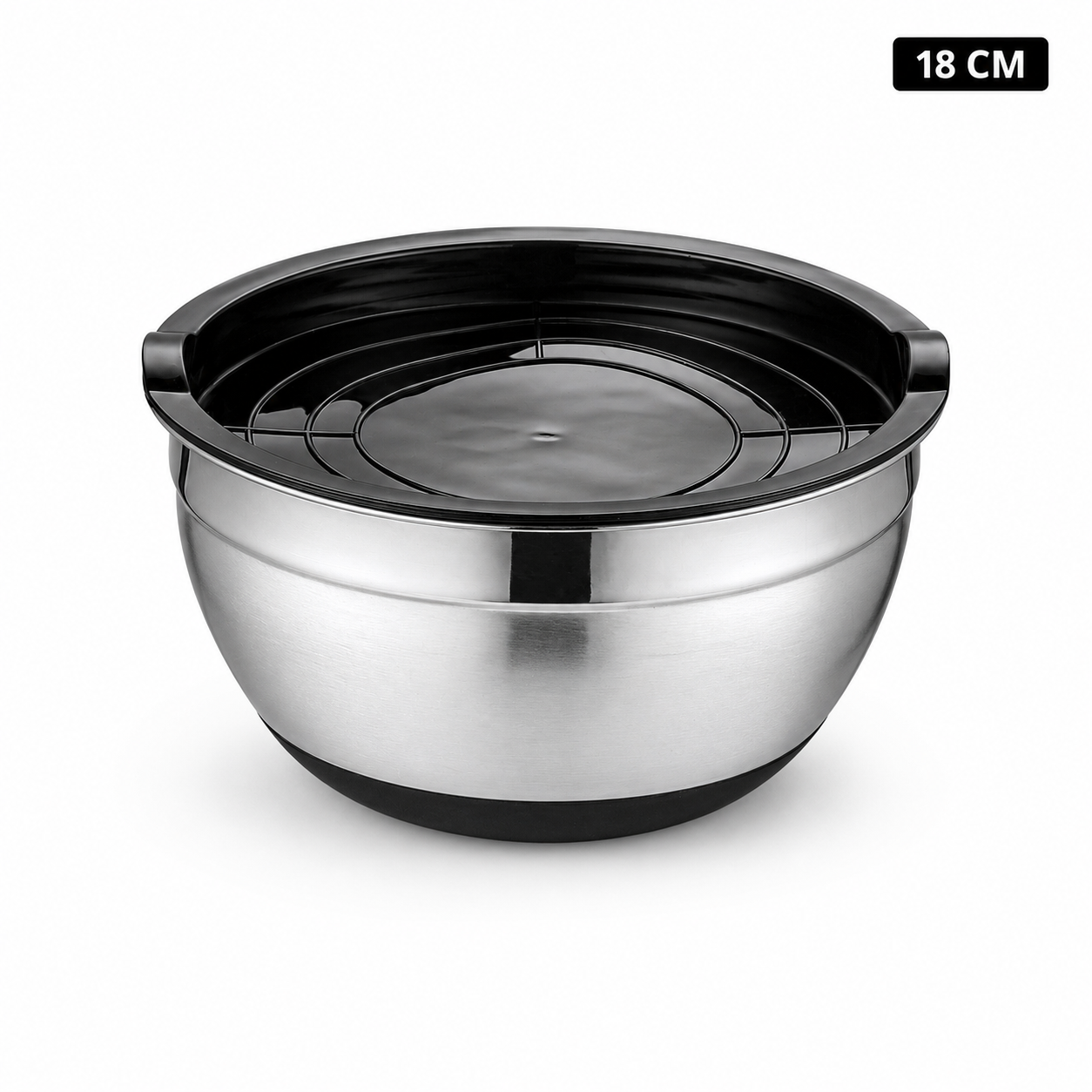 18cm Nesting Mixing Bowl with Plastic Storage Lid, 304 Steel | MX02-18