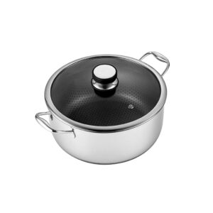 24cm PFAS-Free KFCC G8 Honeycomb Stainless Steel Stock Pot with Glass Lid|CNP01-24
