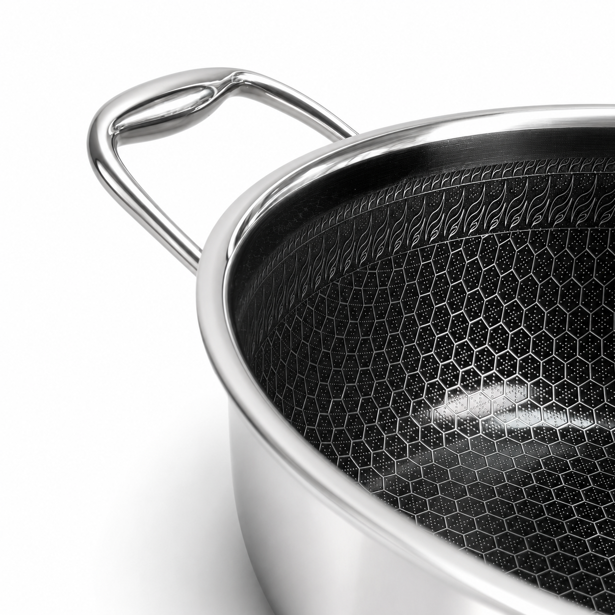 24cm PFAS-Free KFCC G8 Honeycomb Stainless Steel Stock Pot with Glass Lid|CNP01-24 - 图片 2