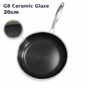20cm KFCC G8 Honeycomb Ceramic Glaze PFAS Free Tri-Ply Stainless Steel Frying Pan| CNF01-20