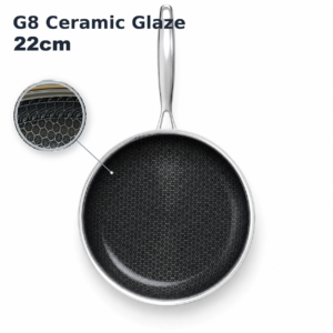 22cm PFAS-Free KFCC G8 Honeycomb Stainless Steel Nonstick Frying Pan| CNF01-22