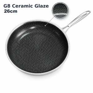 G8 Honeycomb Ceramic Nonstick Stainless Steel Frying Pan for Induction| CNF01-26