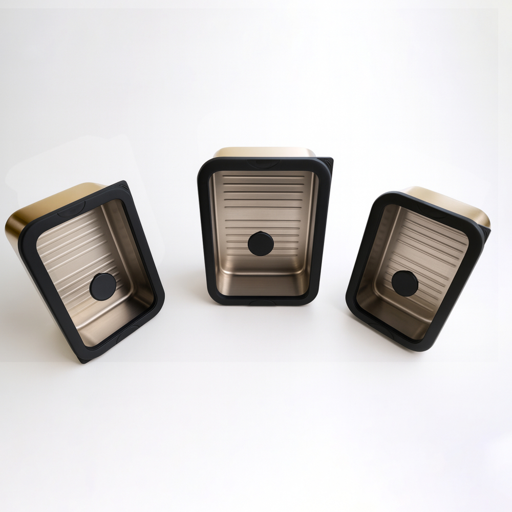 Black PVD Stainless Steel Lunch Box with Gold Pattern and Glass Lid| BTP01 - 图片 5
