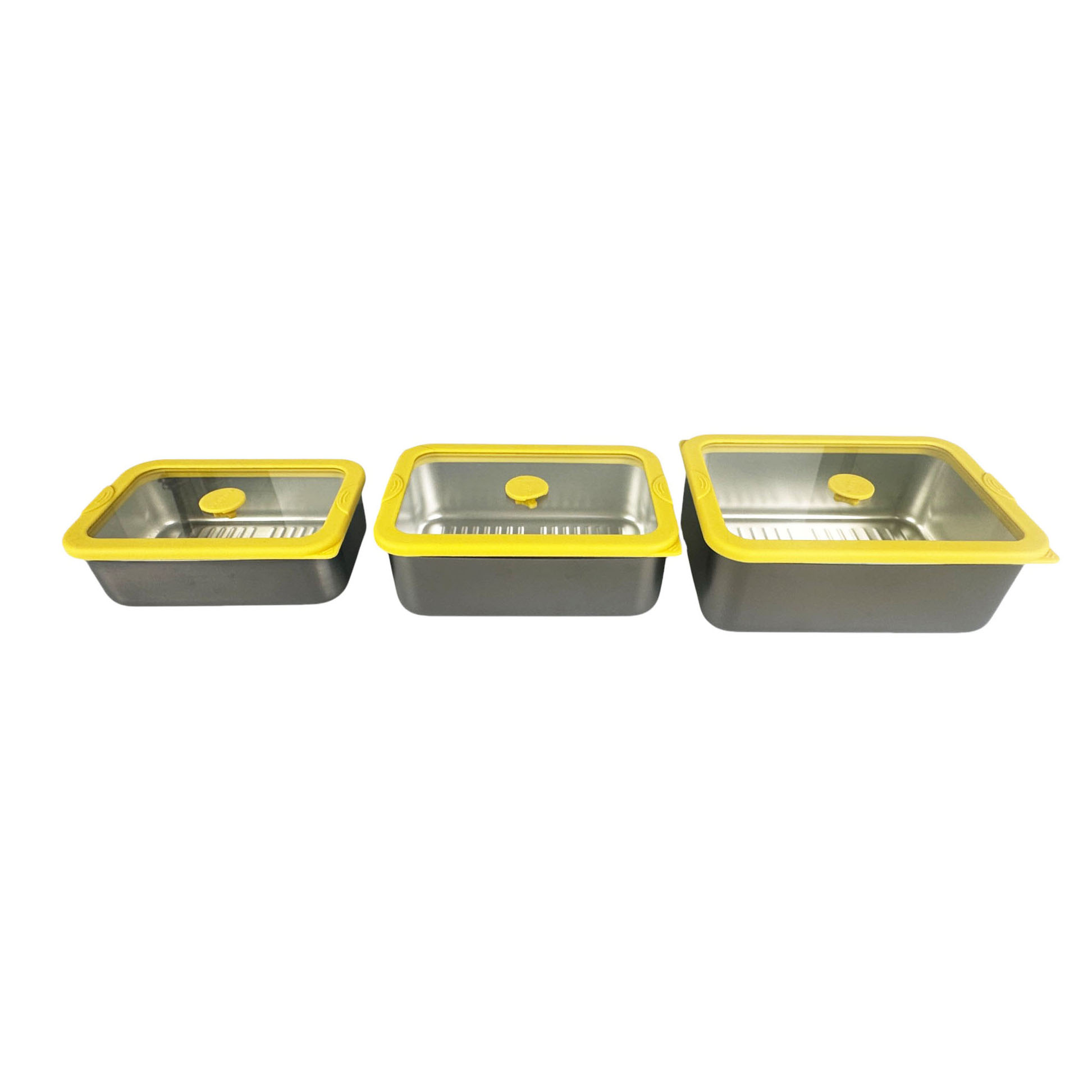 Stainless Steel Lunch Box with Yellow Center-Vent Glass Lid|BTE01 - 图片 6