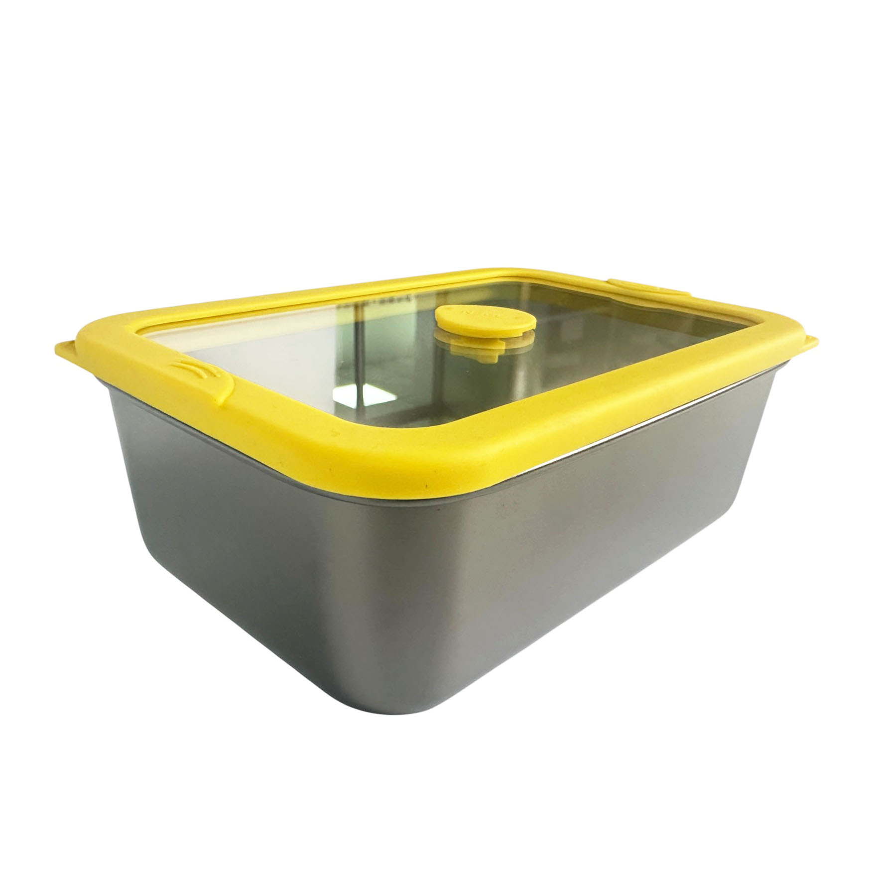 Stainless Steel Lunch Box with Yellow Center-Vent Glass Lid|BTE01 - 图片 3
