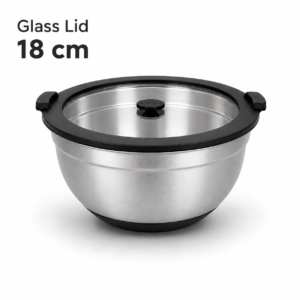 18cm Mixing Bowl with Glass Lid, Measurement Marks & Silicone Base | MX01-18