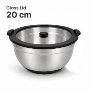 20cm 304 Stainless Steel Food Prep Bowl with Clear Glass Lid | MX01-20