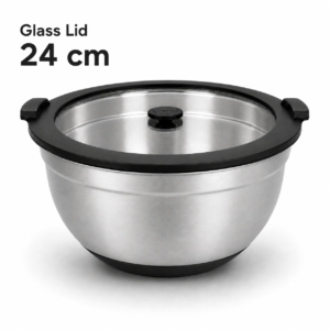 24cm Extra-Large Baking Bowl with Glass Lid, 304 Stainless Steel | MX01-24
