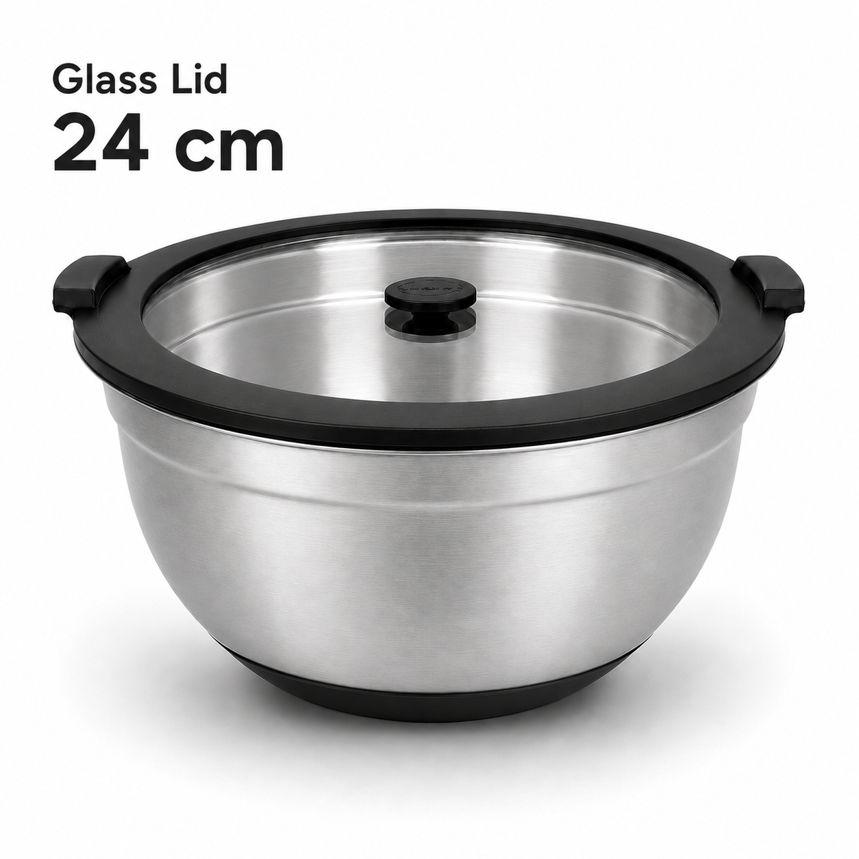 24cm Extra-Large Baking Bowl with Glass Lid, 304 Stainless Steel | MX01-24
