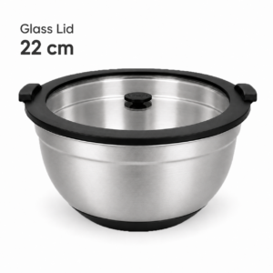 22cm Large Salad Mixing Bowl with Glass Lid & Non-Slip Bottom | MX01-22