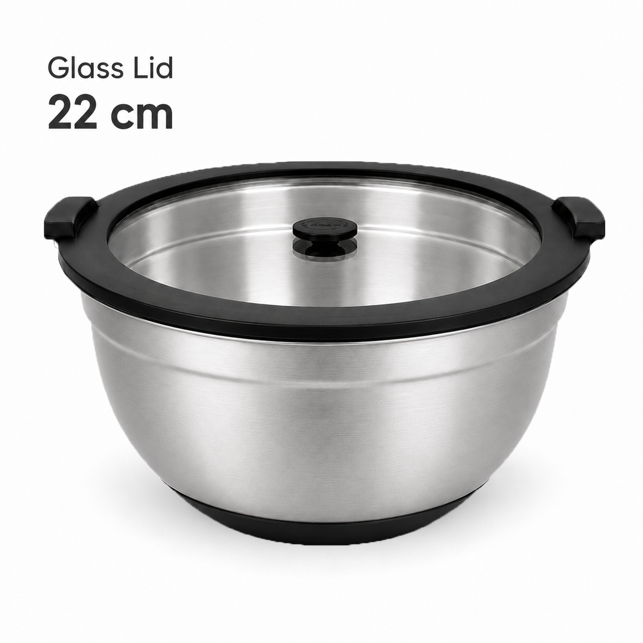 22cm Large Salad Mixing Bowl with Glass Lid & Non-Slip Bottom | MX01-22