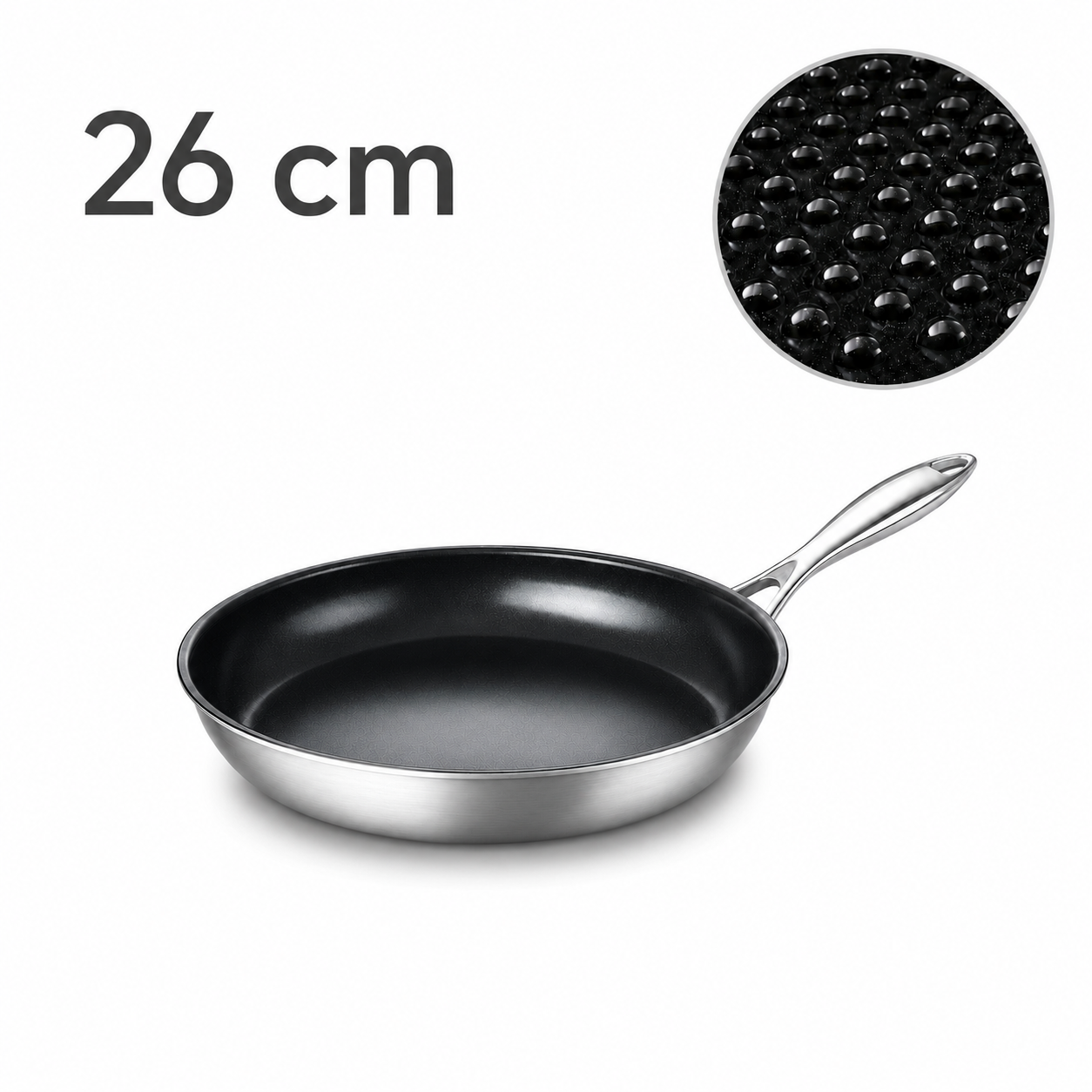 26cm G8 Microdot Microdot Stainless Steel Chef Pan, PFAS-Free Physical Nonstick | PNF01-26