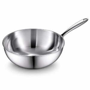 28cm Uncoated Stainless Steel Wok, Tri-Ply | SSW01-28