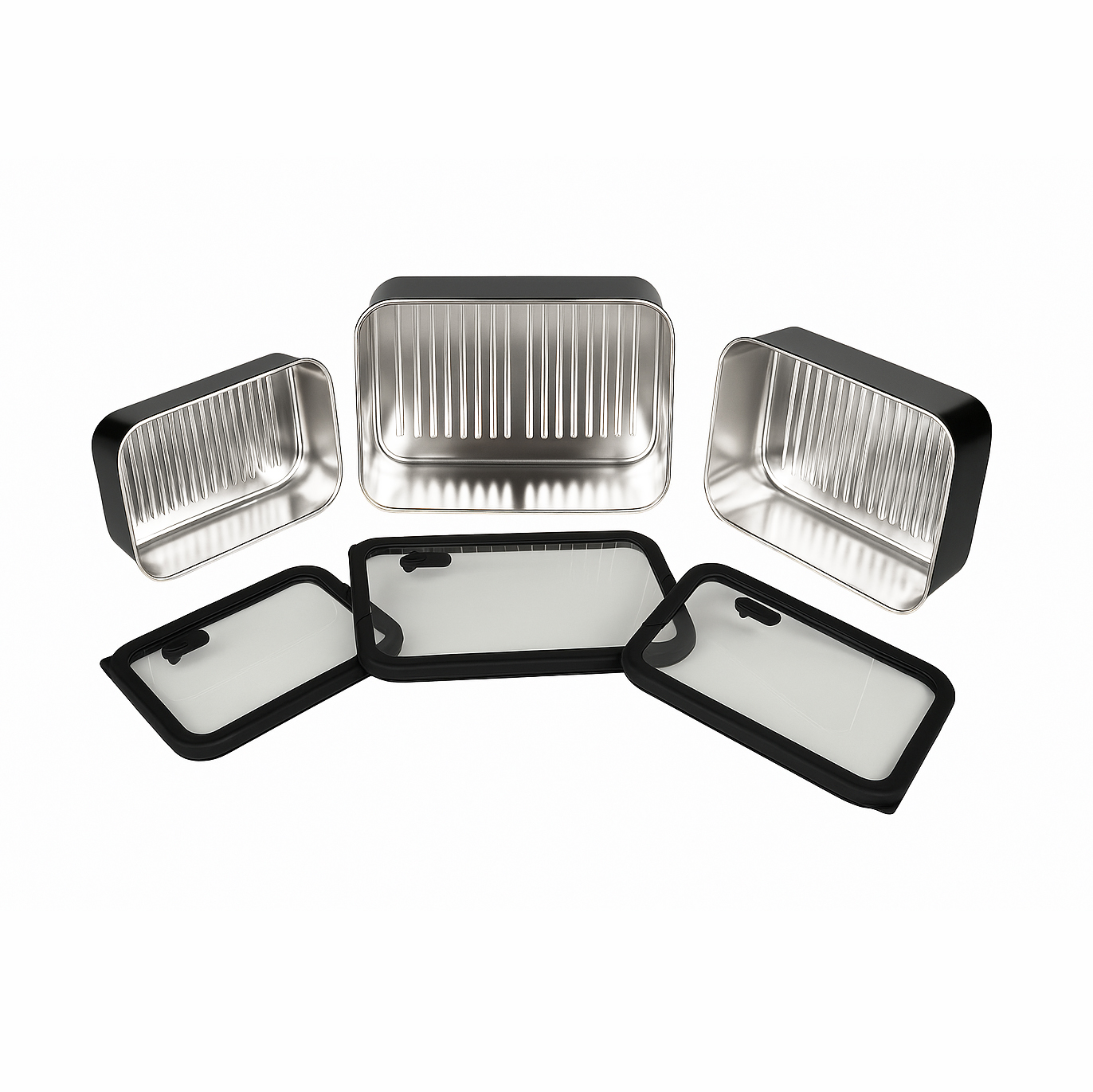 Black PFAS-Free Stainless Steel Food Container with Glass Lid | BTC01 - 图片 5