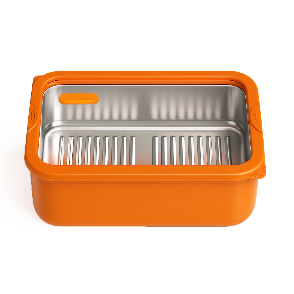 Orange Ceramic Stainless Steel Glass Lid Lunch Box for Meal Prep | BTC01 - 图片 4