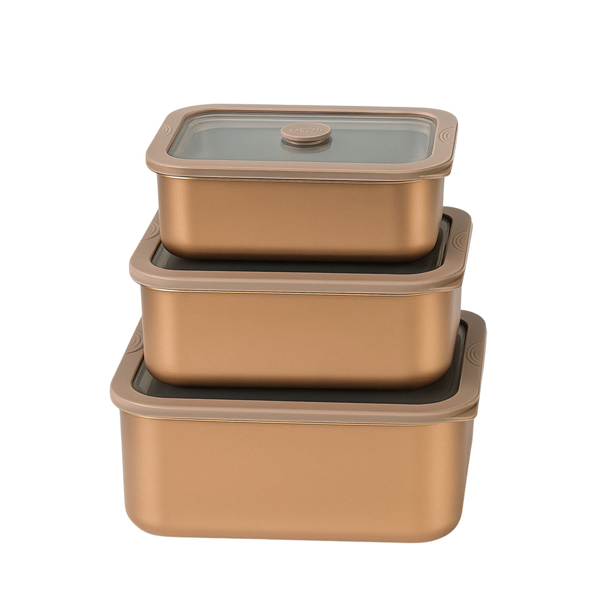 Brown PVD Stainless Steel Food Container with Matching Glass Lid| BTP01