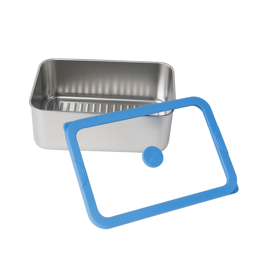 Stainless Steel Food Container with Blue Center-Vent Glass Lid| BTE01 - 图片 5