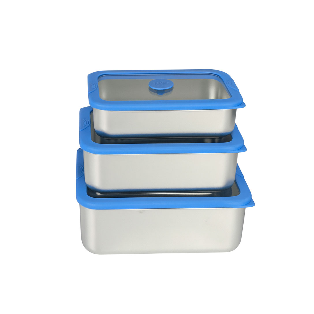 Stainless Steel Food Container with Blue Center-Vent Glass Lid| BTE01 - 图片 9