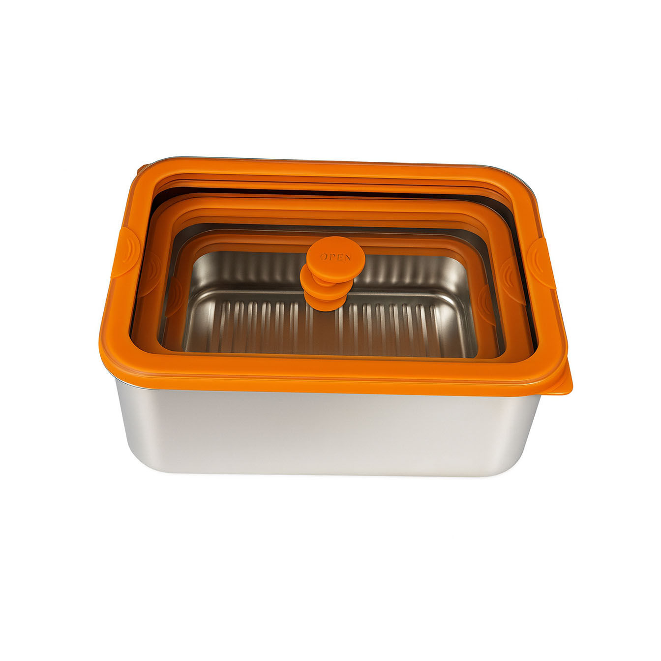 Orange Silicone Sealed Electropolished Stainless Steel Lunch Box| BTE01 - 图片 5