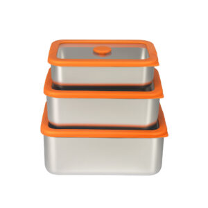 Orange Silicone Sealed Electropolished Stainless Steel Lunch Box| BTE01