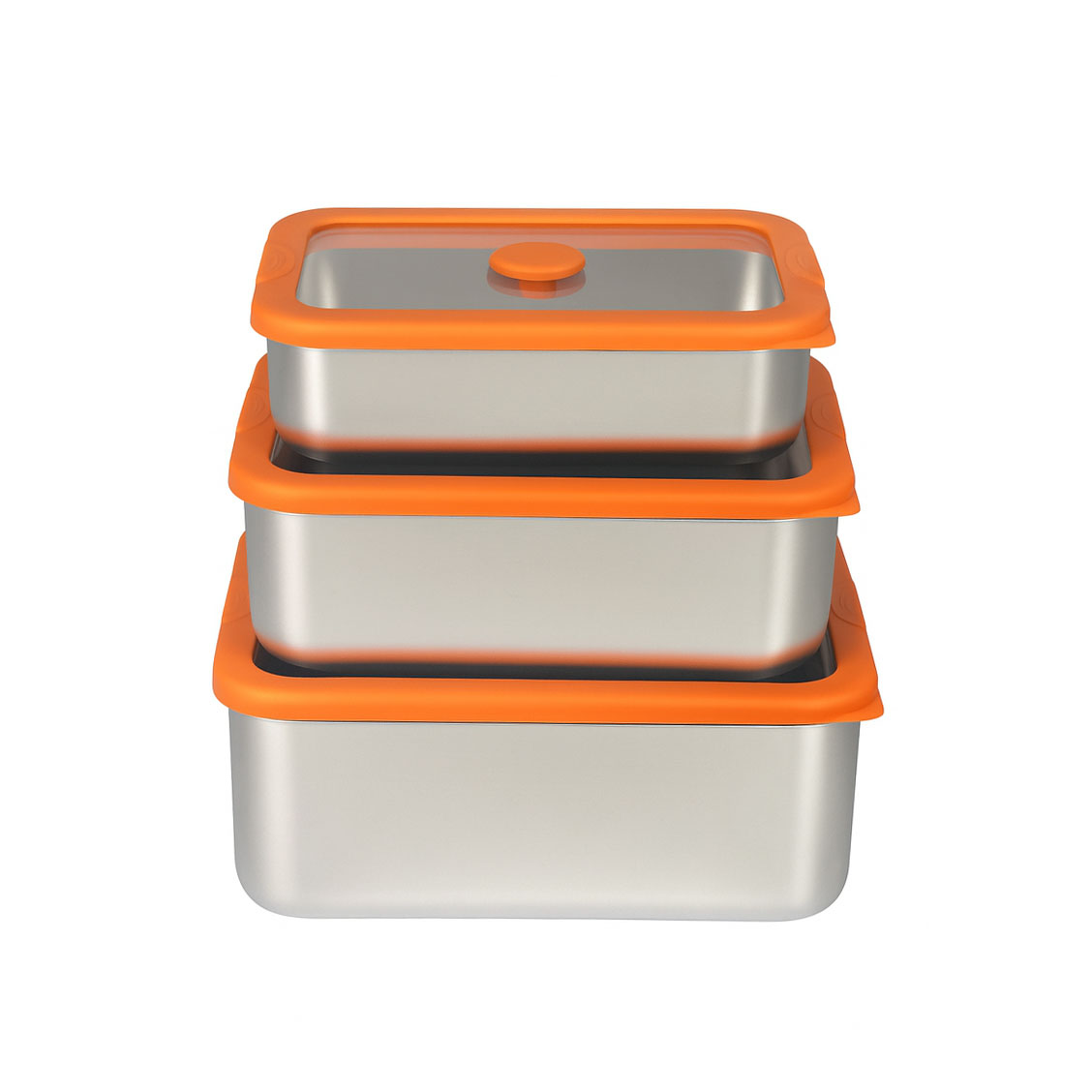 Orange Silicone Sealed Electropolished Stainless Steel Lunch Box| BTE01