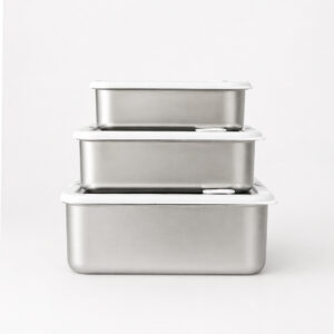 White Silicone Glass Lid Electropolished Stainless Steel Lunch Box|BTE01