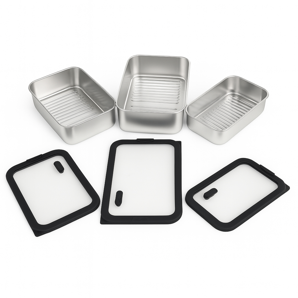 Black Silicone Sealed Stainless Steel Food Container with Glass Lid|BTE01 - 图片 8
