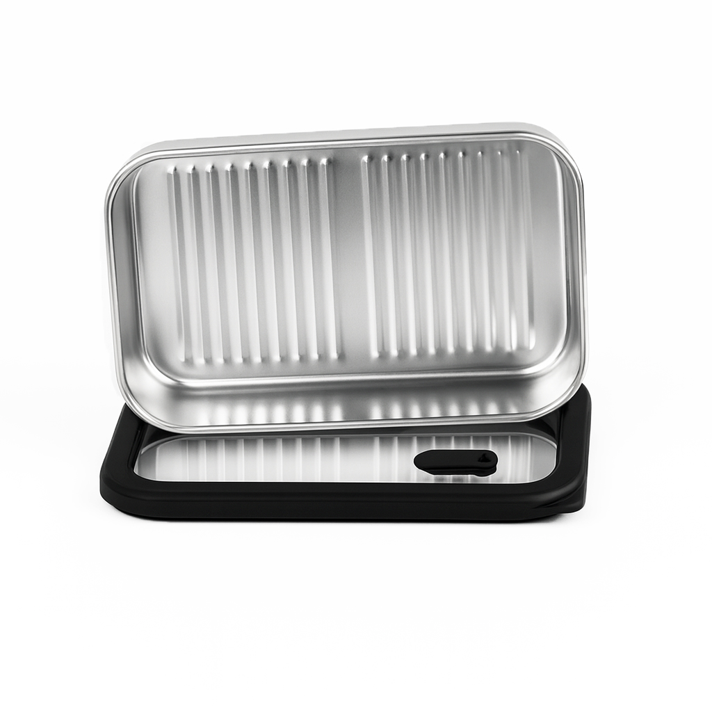 Black Silicone Sealed Stainless Steel Food Container with Glass Lid|BTE01 - 图片 5