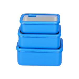 Blue Ceramic Coated 304 Stainless Steel Lunch Box with Glass Lid | BTC01