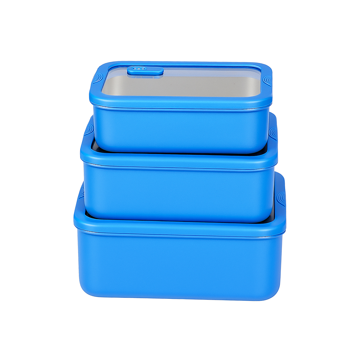 Blue Ceramic Coated 304 Stainless Steel Lunch Box with Glass Lid | BTC01