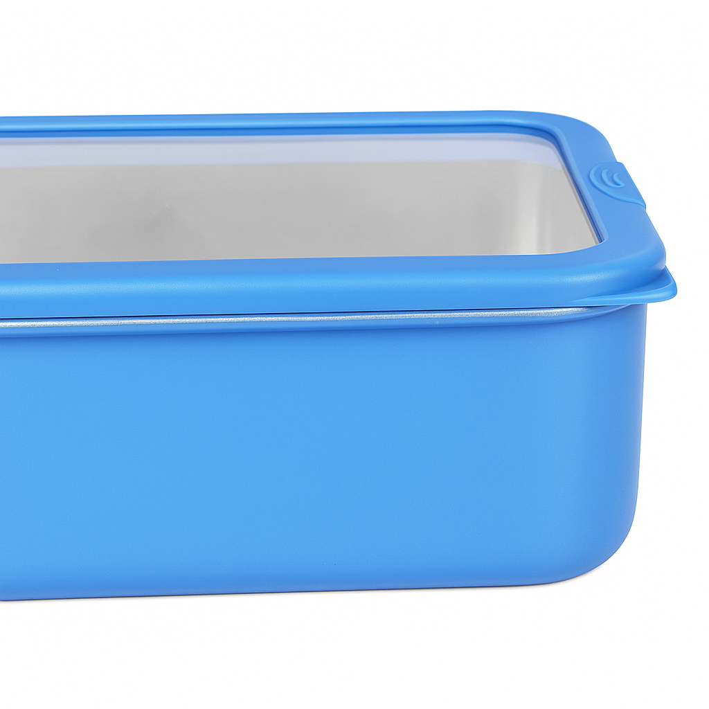 Blue Ceramic Coated 304 Stainless Steel Lunch Box with Glass Lid | BTC01 - 图片 3