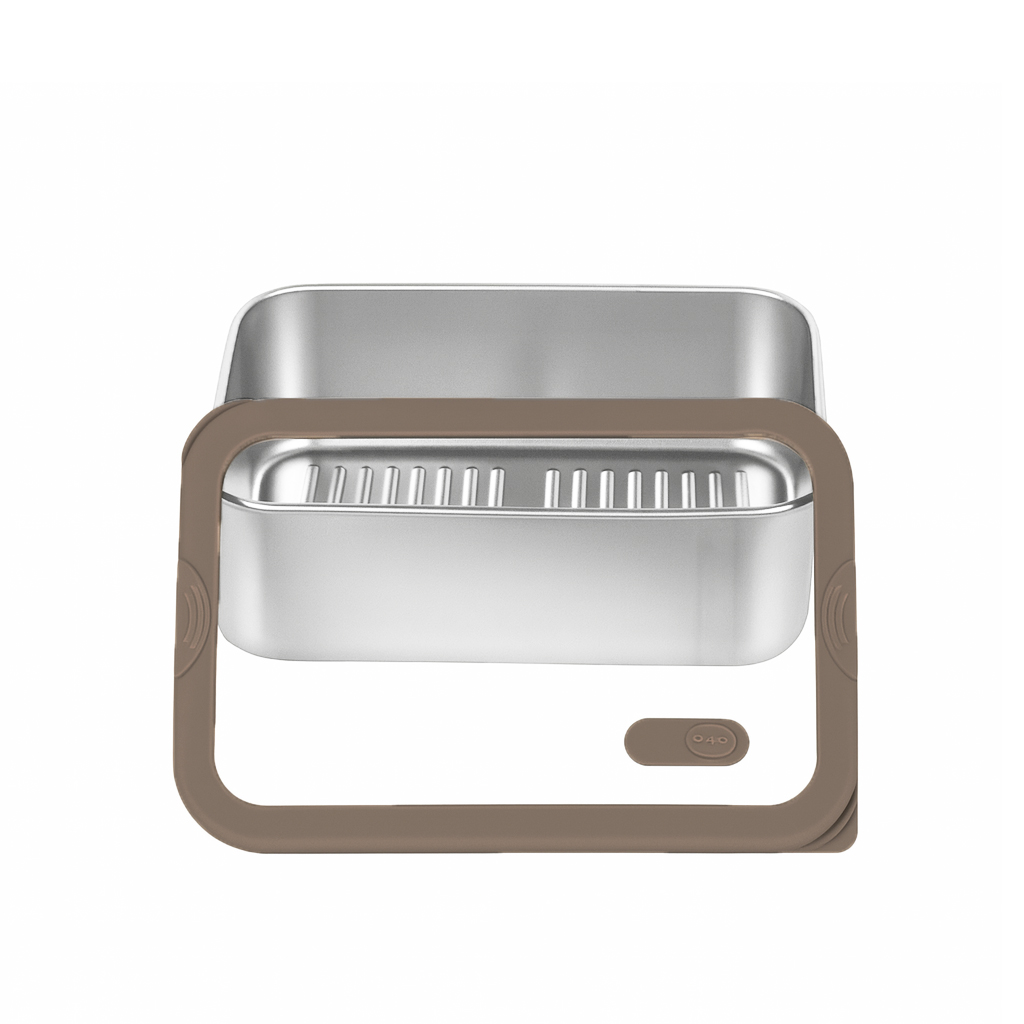 Brown Silicone Glass Lid Stainless Steel Food Container with Oval Vent|BTE01 - 图片 3