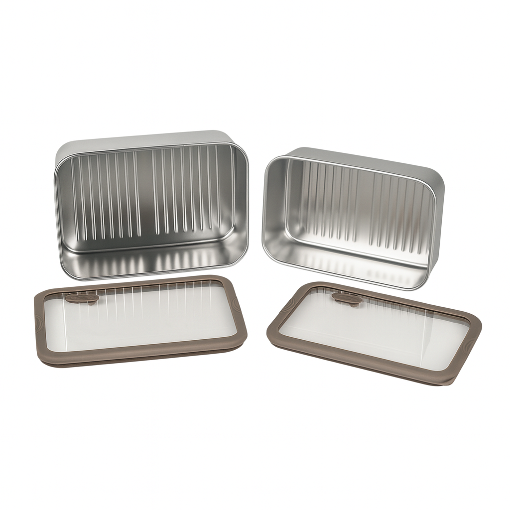 Brown Silicone Glass Lid Stainless Steel Food Container with Oval Vent|BTE01 - 图片 5