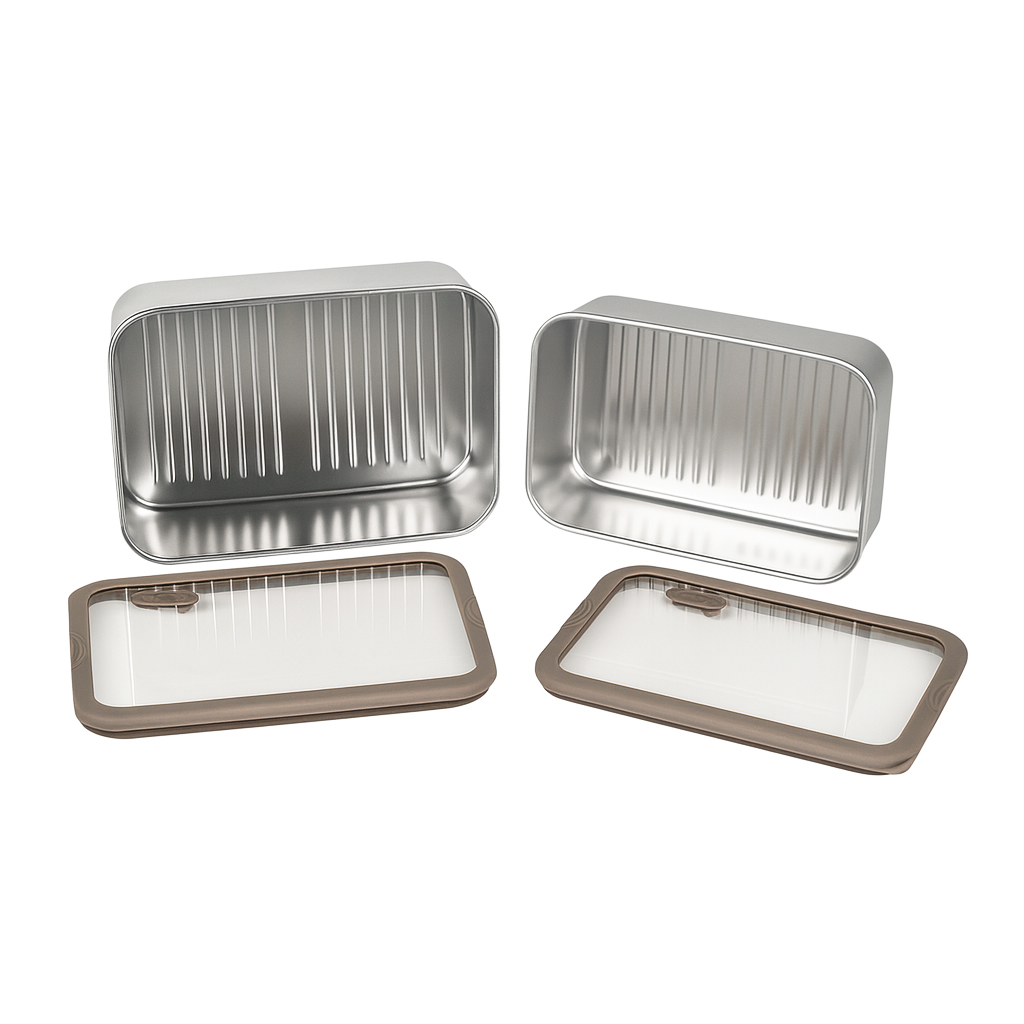 Brown Silicone Glass Lid Stainless Steel Food Container with Oval Vent|BTE01 - 图片 6