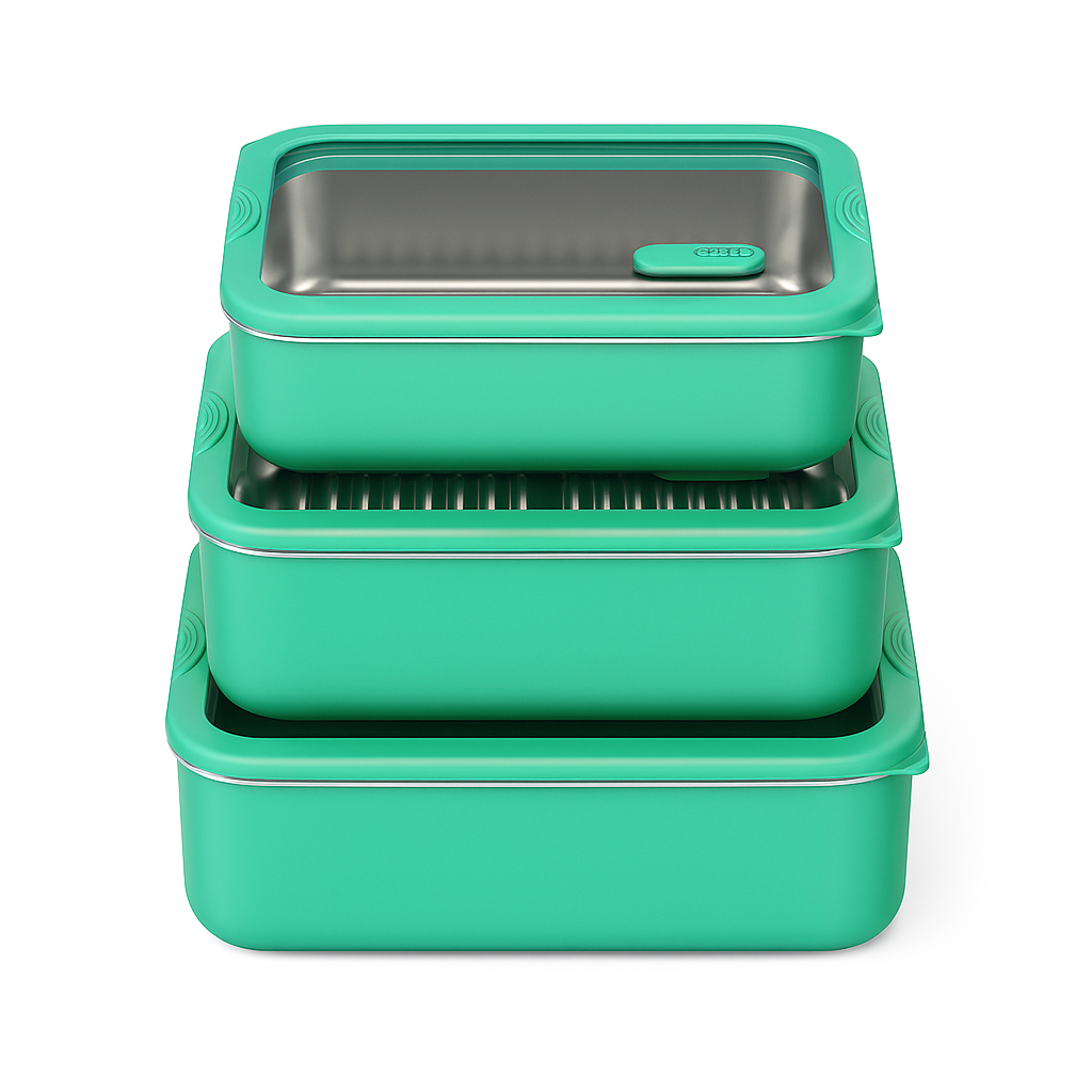 Green Leakproof Ceramic Coated Stainless Steel Food Container | BTC01