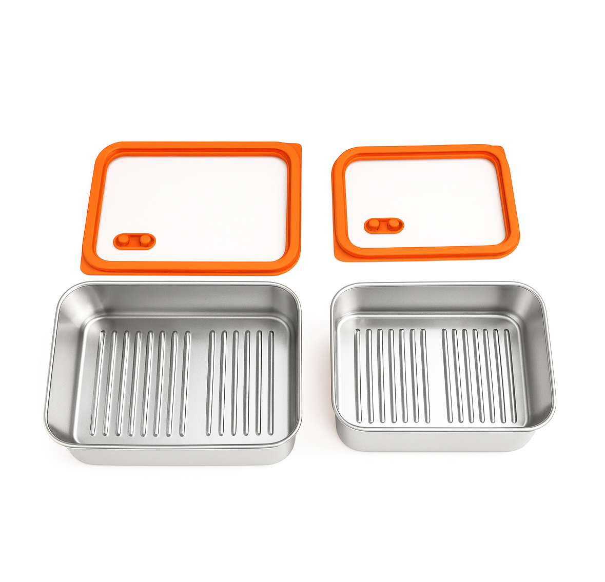 Orange Electropolished Stainless Steel Lunch Box with Vented Glass Lid|BTE01 - 图片 8
