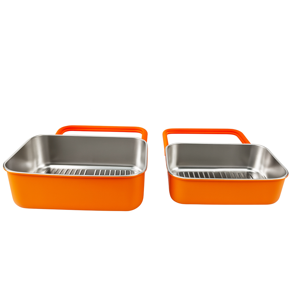 Orange Electropolished Stainless Steel Lunch Box with Vented Glass Lid|BTE01 - 图片 7
