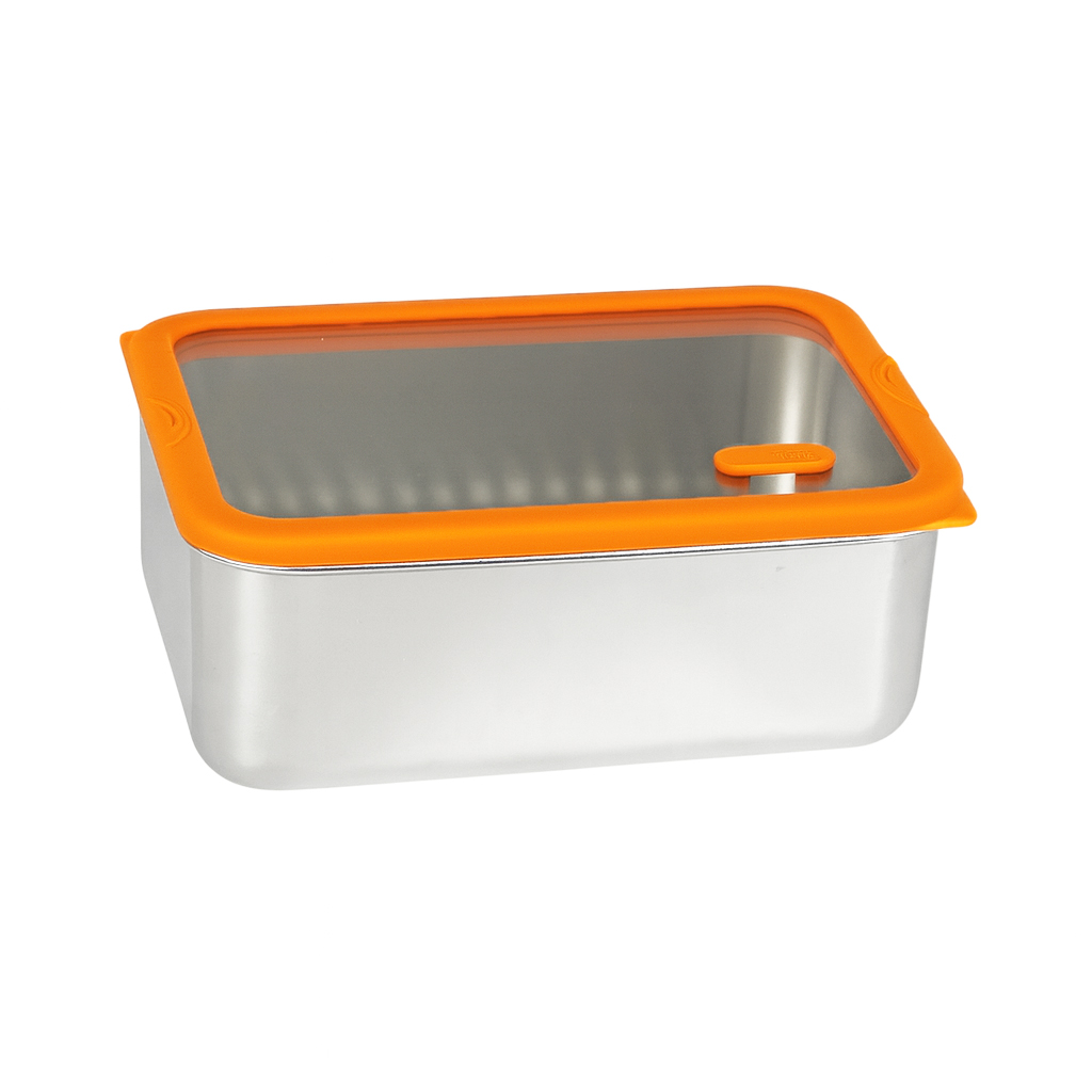 Orange Electropolished Stainless Steel Lunch Box with Vented Glass Lid|BTE01 - 图片 5