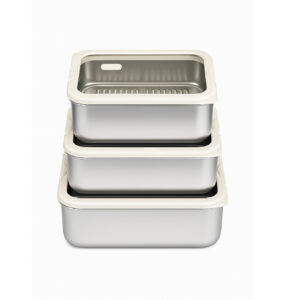 White Glass Lid Stainless Steel Food Storage Bento Container | BTE01