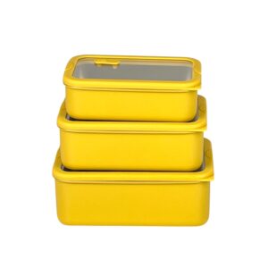 Yellow Ceramic Coated Lunch Box with Clear Glass Lid| BTC01