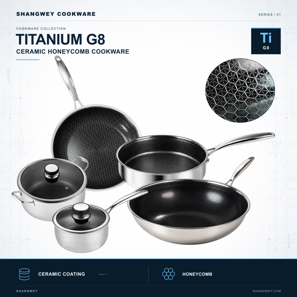 Titanium G8 3-ply Stainless Steel Honeycomb Cookware Series