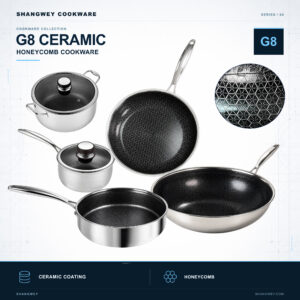 G8 Ceramic 3-ply Stainless Steel Honeycomb Cookware Series