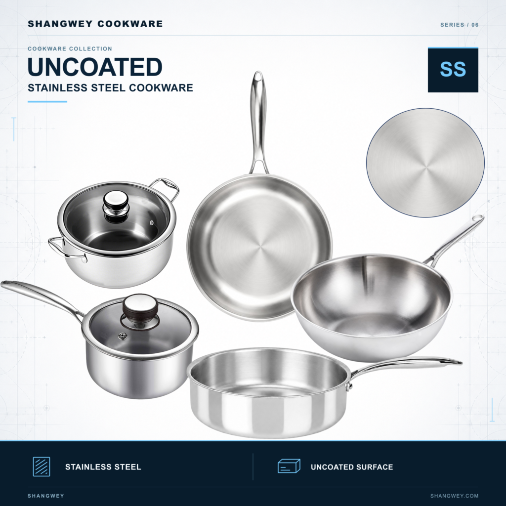Uncoated 3-Ply Stainless Steel Cookware Series