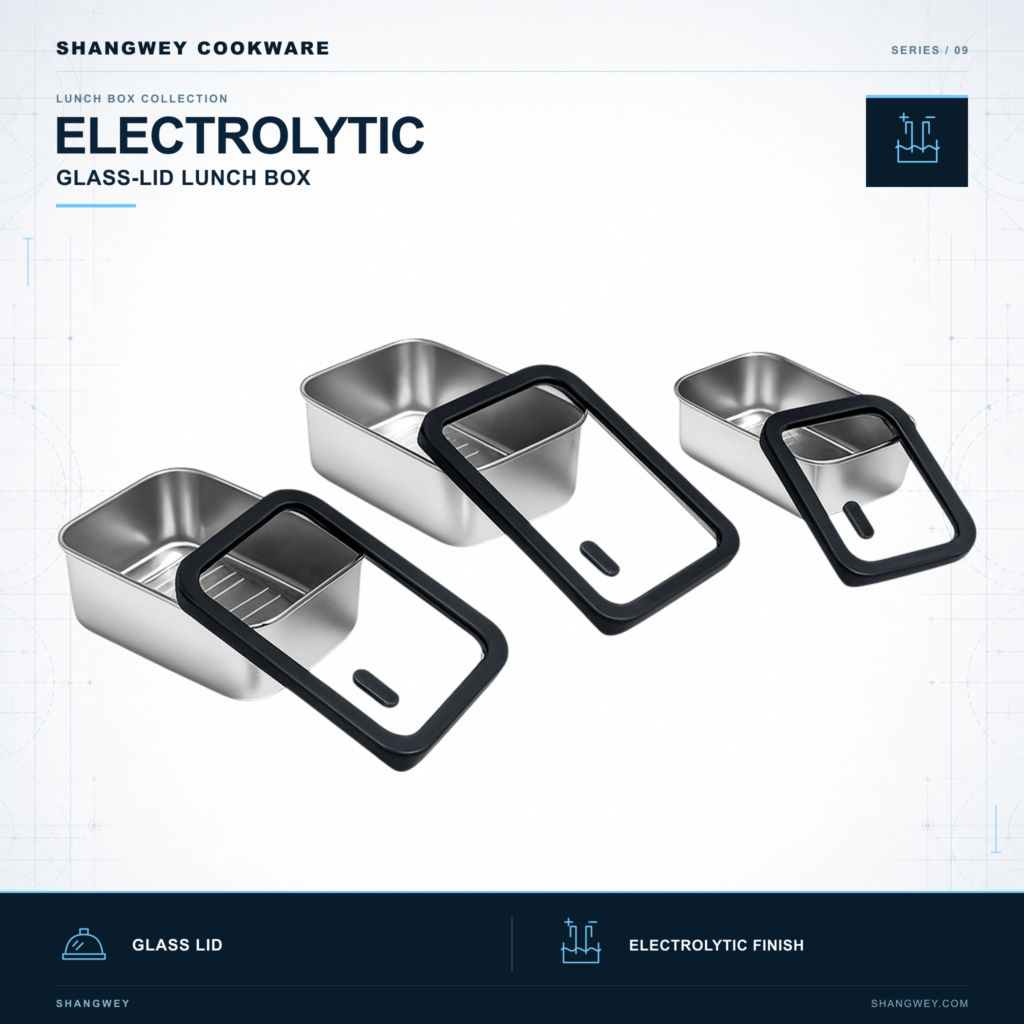 Electrolytic Glass Lid Stainless Steel Lunch Box Series