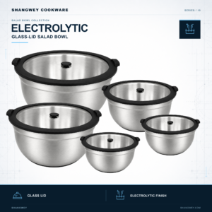 Electrolytic Glass Lid Stainless Steel Salad Bowl Series