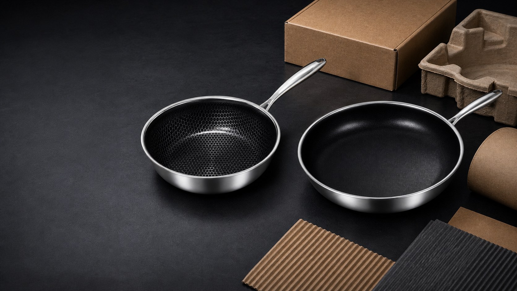 Black cookware with recyclable kraft packaging for EU PPWR compliance